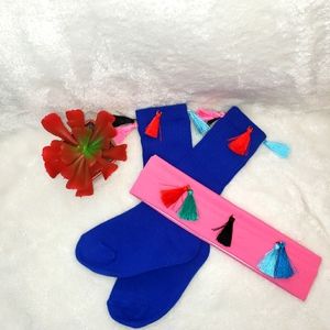One of a kind, Toddler sock and headband set. (size 5-9)
